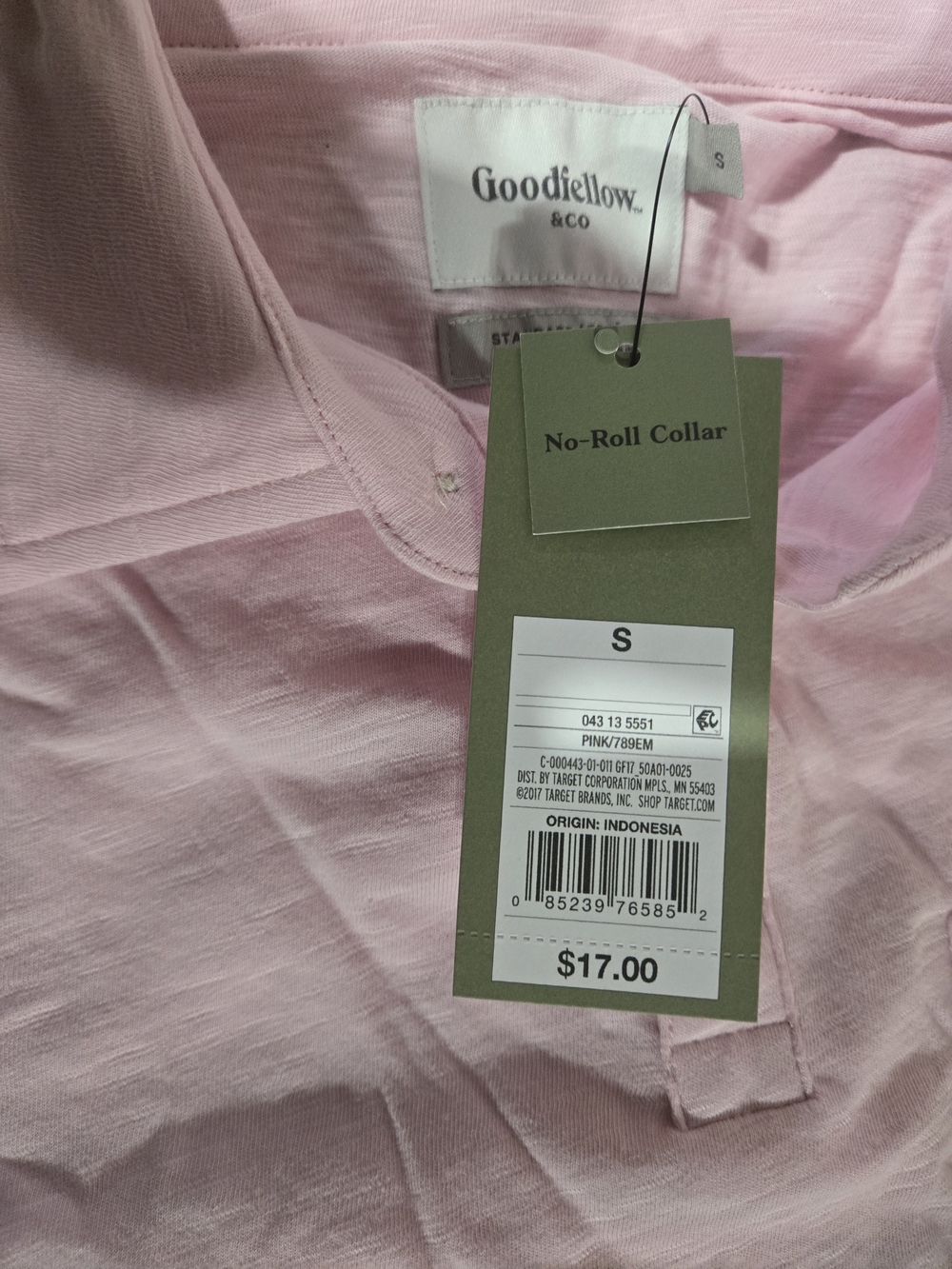 Goodfellow & Co Men’s Pink No-Roll Collar Shirt - S